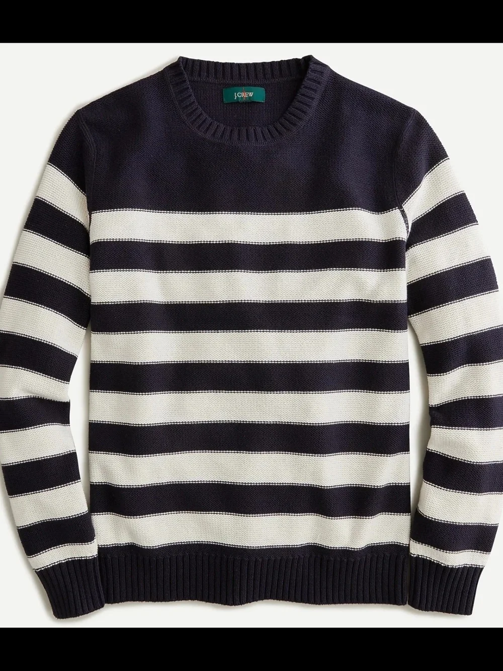 J. Crew Navy and White Striped Crewneck Sweater